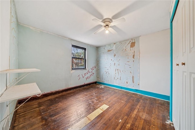 1323 Methyl St, Beechview, PA 15216 - spare room with hardwood / wood-style flooring, ceiling fan, and baseboards