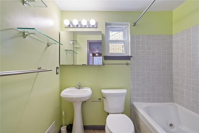 814 Greenfield Ave, Greenfield, PA 15217 - bathroom with shower / bathing tub combination, toilet, and a sink