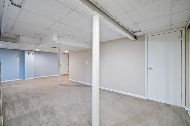 814 Greenfield Ave, Greenfield, PA 15217 - finished basement with baseboards, a drop ceiling, and carpet