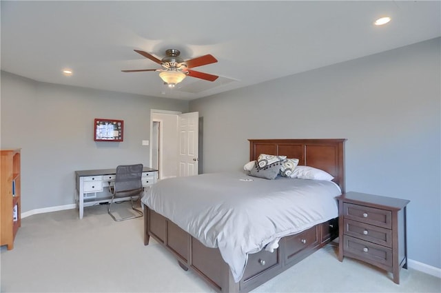 404 Plum Ct, Cranberry Twp, PA 16066 - bedroom featuring light carpet, baseboards, a ceiling fan, and recessed lighting