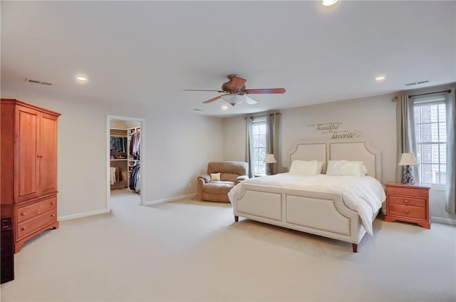 404 Plum Ct, Cranberry Twp, PA 16066 - bedroom featuring light colored carpet, multiple windows, a spacious closet, recessed lighting, and baseboards
