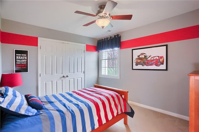 404 Plum Ct, Cranberry Twp, PA 16066 - bedroom with carpet floors, a closet, baseboards, and ceiling fan