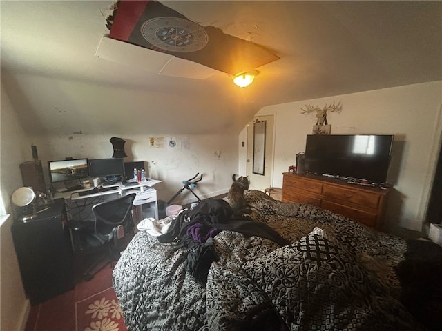 bedroom featuring vaulted ceiling