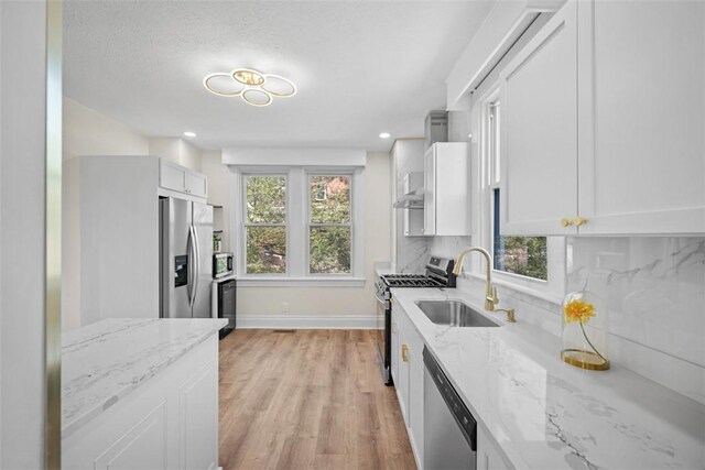 16 Fordham Ave, West View, PA 15229 - kitchen featuring white cabinets, light wood-style floors, appliances with stainless steel finishes, and a sink