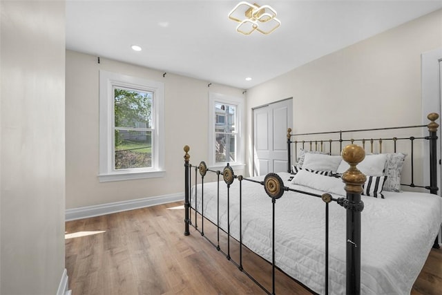 16 Fordham Ave, West View, PA 15229 - bedroom featuring baseboards, a closet, wood finished floors, and recessed lighting