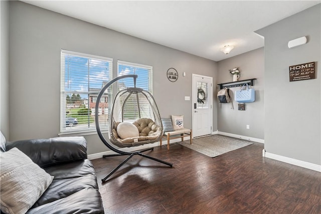 entrance foyer featuring wood finished floors and baseboards