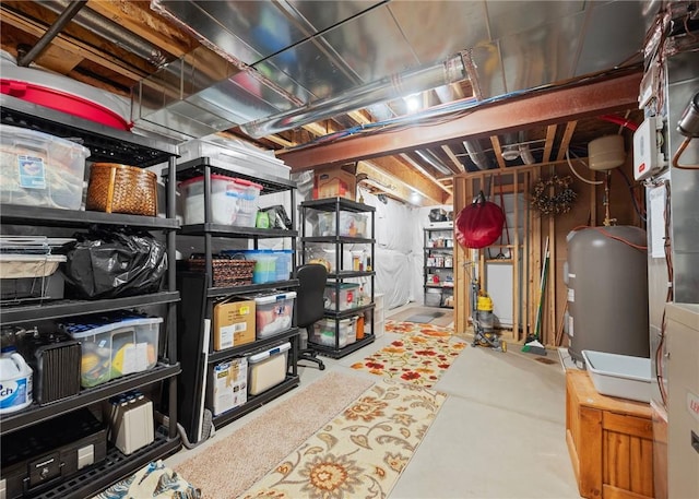 storage room with water heater