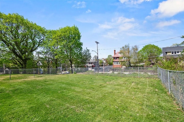 view of yard with a fenced backyard