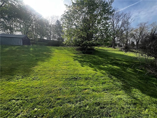 view of yard featuring an outbuilding