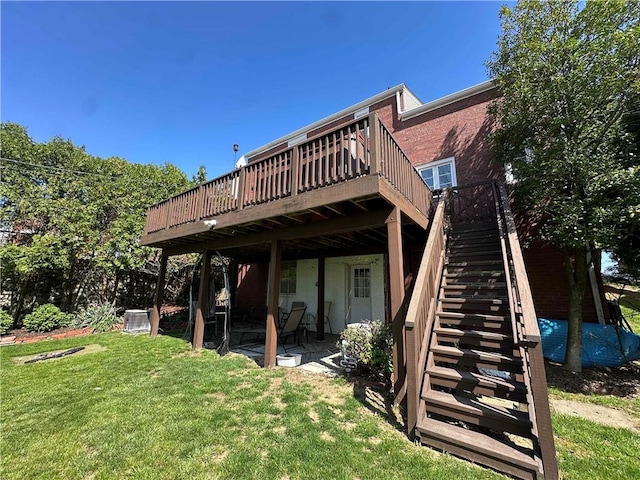 4710 Doverdell Dr, Whitehall, PA 15236 - rear view of property with a deck, stairway, a patio, and a yard