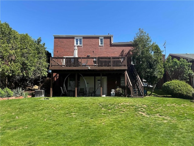 4710 Doverdell Dr, Whitehall, PA 15236 - rear view of property with stairway, a deck, and a yard