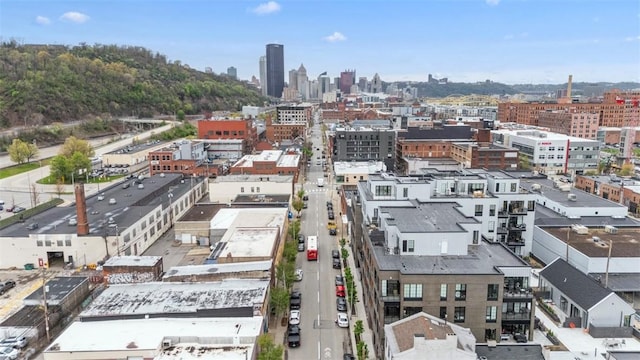 drone / aerial view with a city view