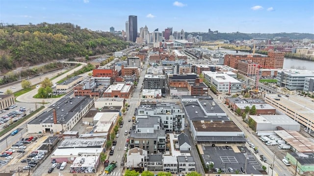 drone / aerial view featuring a city view