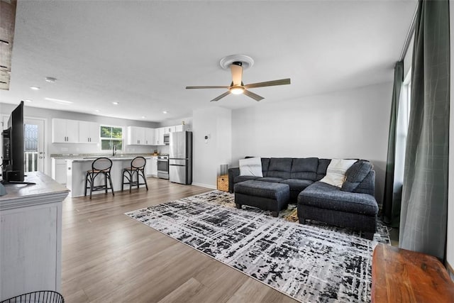 167 Alta Vista Dr, Imperial, PA 15126 - living room featuring recessed lighting, wood finished floors, and a ceiling fan