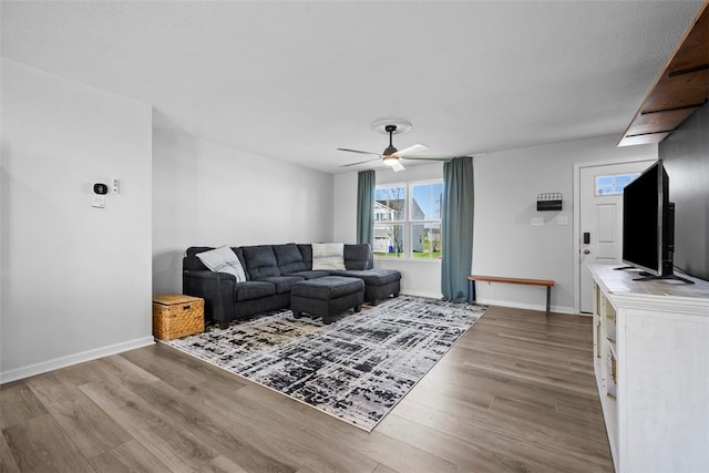 167 Alta Vista Dr, Imperial, PA 15126 - living area with baseboards, wood finished floors, and ceiling fan