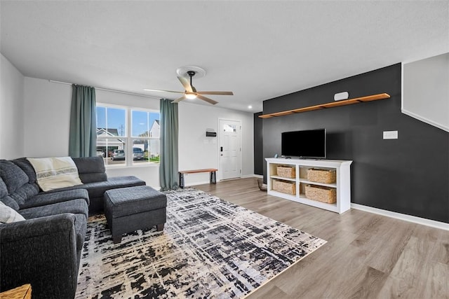 167 Alta Vista Dr, Imperial, PA 15126 - living room featuring wood finished floors, a ceiling fan, and baseboards