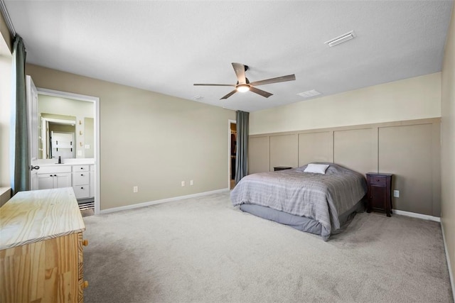 167 Alta Vista Dr, Imperial, PA 15126 - bedroom featuring connected bathroom, ceiling fan, carpet floors, and visible vents