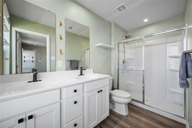 167 Alta Vista Dr, Imperial, PA 15126 - bathroom with wood finished floors, visible vents, a stall shower, and a sink