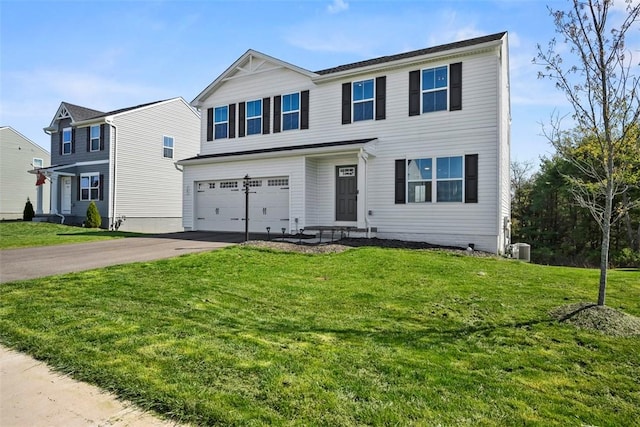 167 Alta Vista Dr, Imperial, PA 15126 - traditional home with concrete driveway, a front lawn, central air condition unit, and a garage