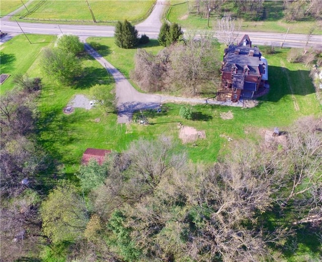 drone / aerial view with a rural view
