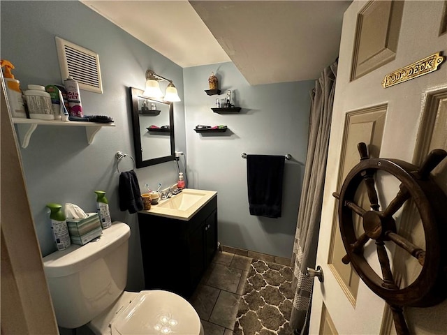 408 Craigdell Rd, New Kensington, PA 15068 - bathroom with toilet, stone tile flooring, visible vents, and vanity