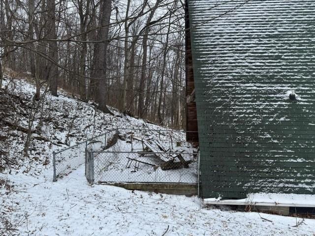view of snow covered land