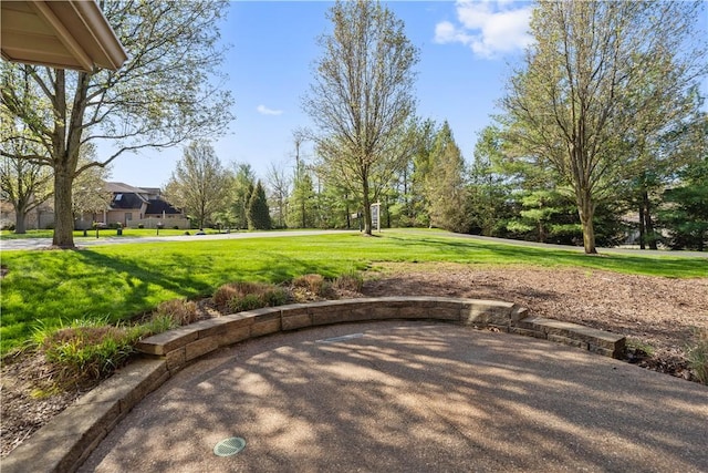 view of property's community featuring a lawn