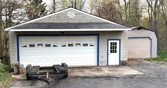 view of detached garage