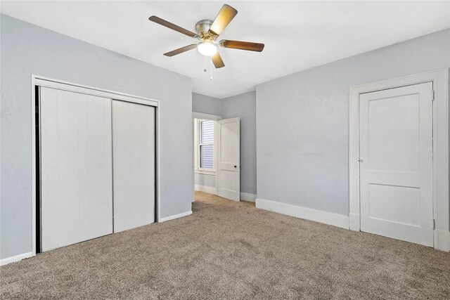 242-244 Shaler St, Mt Washington, PA 15211 - unfurnished bedroom featuring a closet, a ceiling fan, carpet, and baseboards