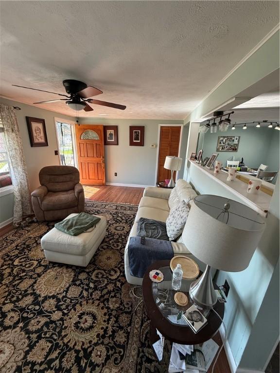 1611 Oneida Valley Rd, Concord Twp, PA 16025 - living room with a wealth of natural light, wood finished floors, baseboards, and a textured ceiling