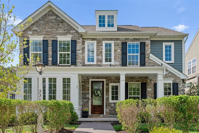 331 Boundary St, Sewickley, PA 15143 - view of front of home with stone siding and covered porch