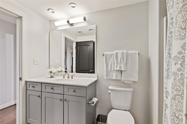 331 Boundary St, Sewickley, PA 15143 - bathroom featuring toilet, wood finished floors, and vanity