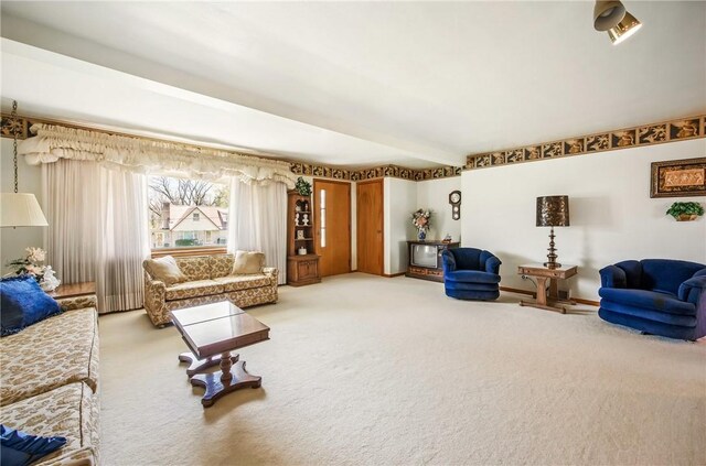 living room featuring carpet flooring