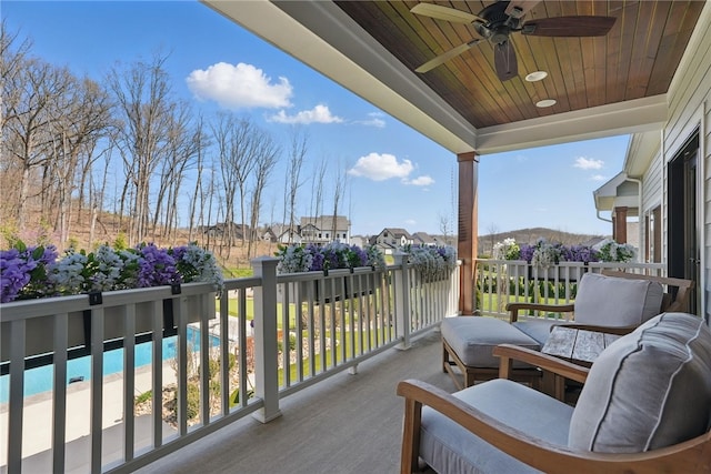 133 Morningside Dr, Cranberry Twp, PA 16066 - balcony with a ceiling fan and view of pool