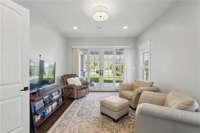 133 Morningside Dr, Cranberry Twp, PA 16066 - living area with french doors, dark wood-style floors, and recessed lighting
