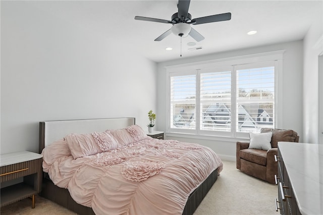 133 Morningside Dr, Cranberry Twp, PA 16066 - bedroom with light colored carpet, recessed lighting, and a ceiling fan