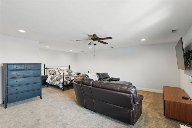 133 Morningside Dr, Cranberry Twp, PA 16066 - bedroom with recessed lighting, light carpet, ceiling fan, and baseboards