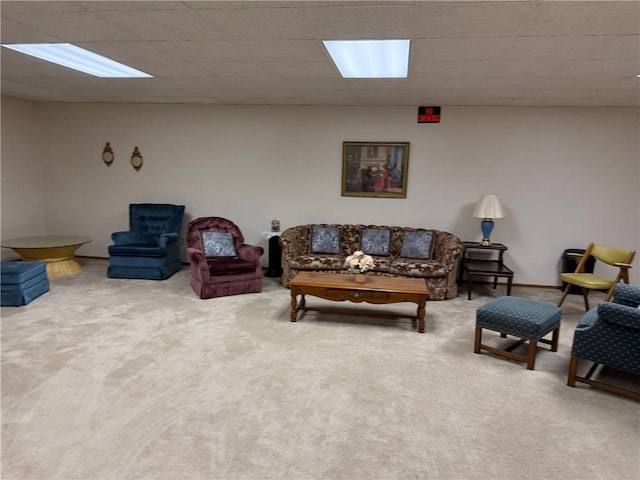 living area featuring carpet floors