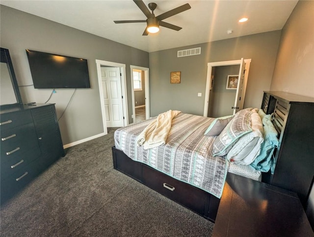 109 Brianna Ln, Oakland Twp, PA 16025 - bedroom featuring visible vents, ceiling fan, carpet, and baseboards