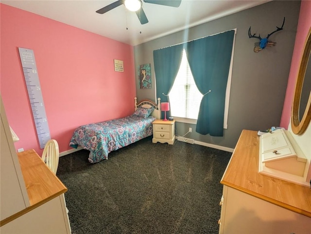 109 Brianna Ln, Oakland Twp, PA 16025 - bedroom featuring baseboards, dark carpet, and a ceiling fan