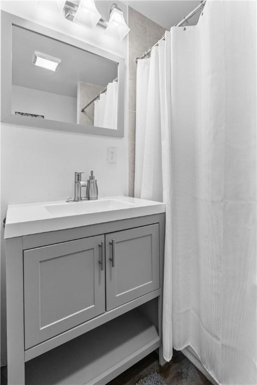 17 Lelia St, Mt Washington, PA 15211 - full bathroom with vanity and a shower with shower curtain