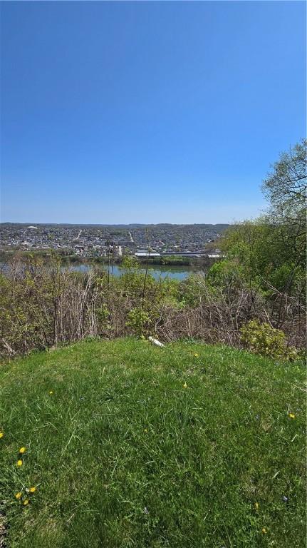 view of yard with a water view