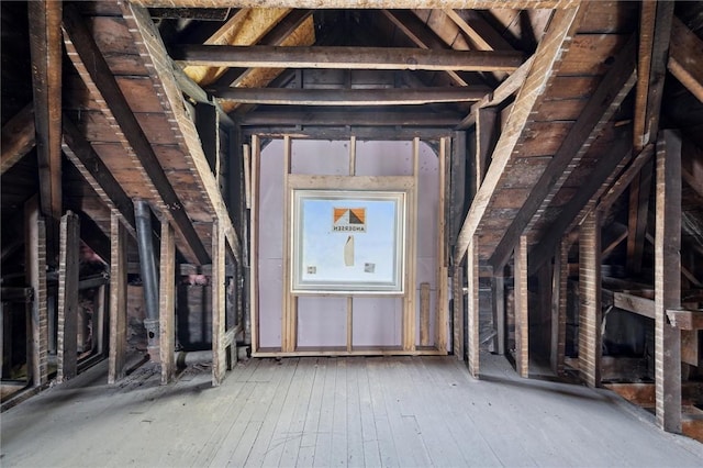 view of unfinished attic