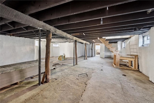 below grade area with stairs