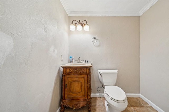 116 Dutchtown Rd, Sewickley Twp, PA 15637 - bathroom featuring tile patterned floors, toilet, vanity, baseboards, and crown molding