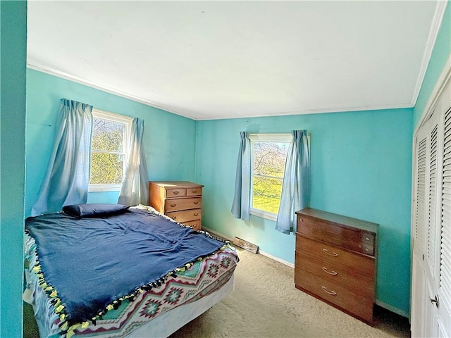 1025 S Lake Rd, Pa, PA 16137 - carpeted bedroom featuring ornamental molding and a closet