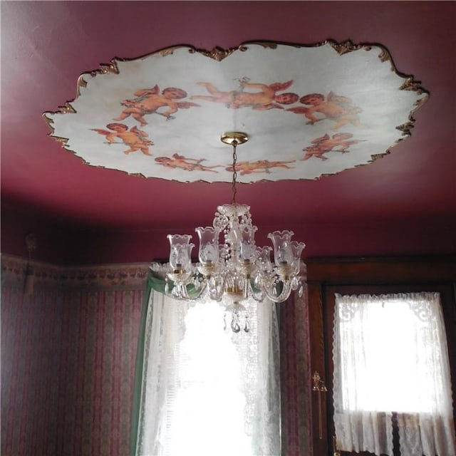 room details with a chandelier
