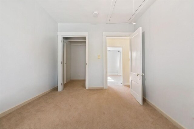 1163 Chislett, Morningside, PA 15206 - unfurnished bedroom with attic access, a closet, light carpet, and baseboards