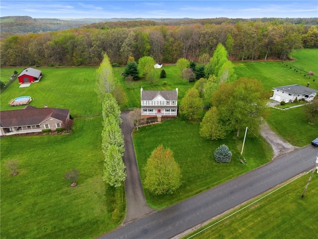 aerial view with a rural view