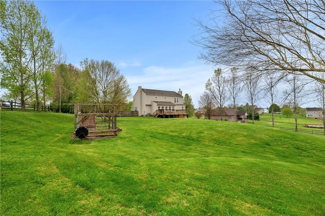view of yard with a deck